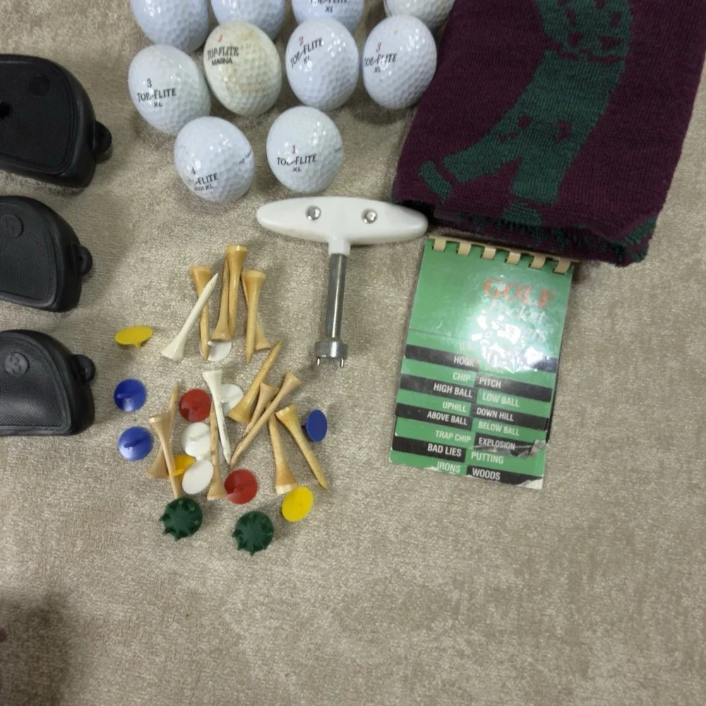 Lot of Assorted 19 Golf Balls and Golf Tees Mixed Brands Lot most new in boxes